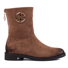 SHELOVET Dark beige suede women's ankle boots by Potocki SHELOVET Dark beige suede women's ankle boots by Potocki