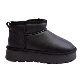Leather Women's Platform Snow Boots Black Loreley