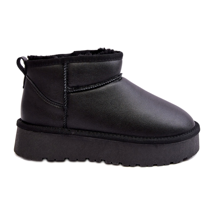 Leather Women's Platform Snow Boots Black Loreley