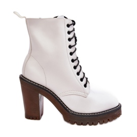 Women's Lace-Up Ankle Boots, White Arove