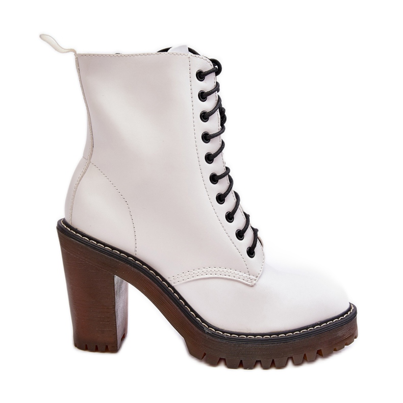Women's Lace-Up Ankle Boots, White Arove