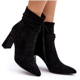 Women's High Heel Ankle Boots With A Ruched Upper, Black Phaga