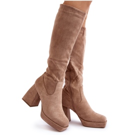 Beige Layala Women's Insulated Boots with Massive Heels Beige Layala Women's Insulated Boots with Massive Heels