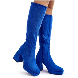 Women's Insulated Boots with Chunky Heels, Blue Layala