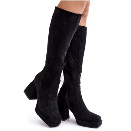 Women's Insulated Boots with Chunky Heels, Black Layala Women's Insulated Boots with Chunky Heels, Black Layala