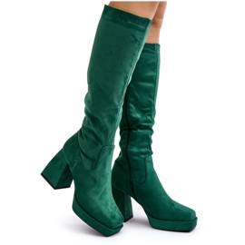 Women's Insulated Boots with Massive Heels, Green Layala Women's Insulated Boots with Massive Heels, Green Layala