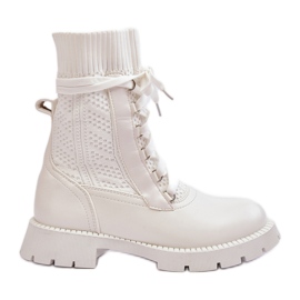 Women's Boots With Lace-Up Sock White Gentiana