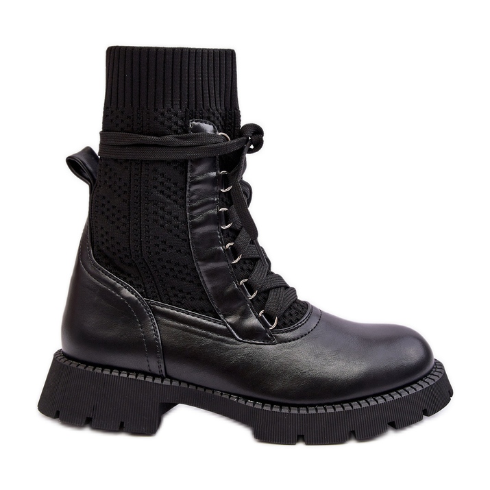 Women's Ankle Boots with Lace-Up Sock Black Gentiana Women's Ankle Boots with Lace-Up Sock Black Gentiana
