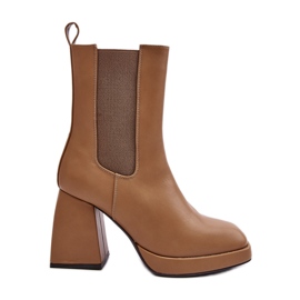 Women's Boots On Platform And High Heel, Brown Stelares