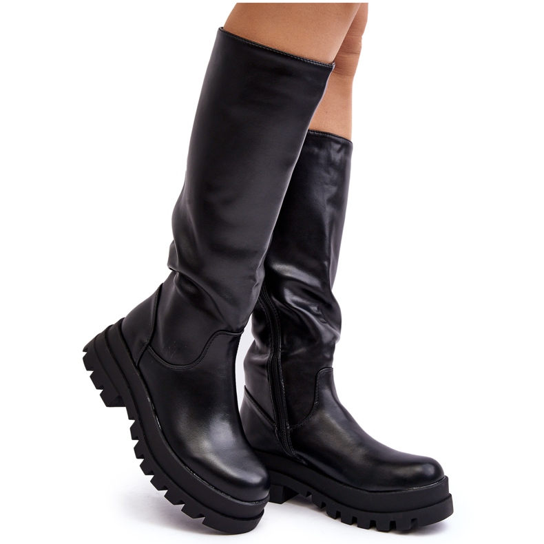 Women's Over-the-Knee Boots With a Thick Sole, Black Beatrizia