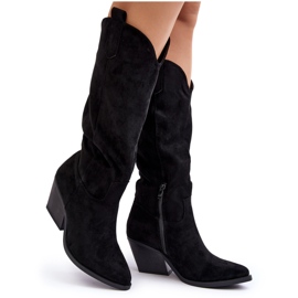 Women's Over-the-Knee Cowboy Boots Black Oppore