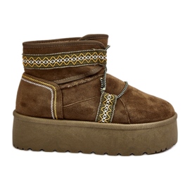 Women's snow boots on a thick sole with laces, green Milson Women's snow boots on a thick sole with laces, green Milson