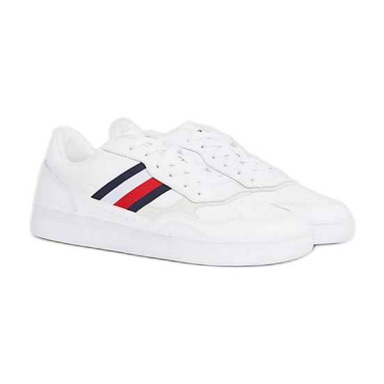 Tommy Hilfiger Court Cupsole Retro Lth Stripes M FM0FM04828YBS shoes white Tommy Hilfiger Court Cupsole Retro Lth Stripes M FM0FM04828YBS shoes white