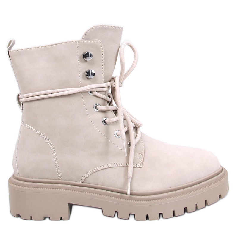 Simmo Beige lace-up ankle boots with protector