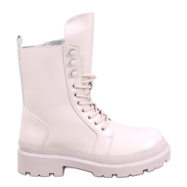 Kinchs Beige lace-up ankle boots with protector