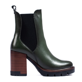 W. Potocki Dark green Potocki Chelsea boots with high heels