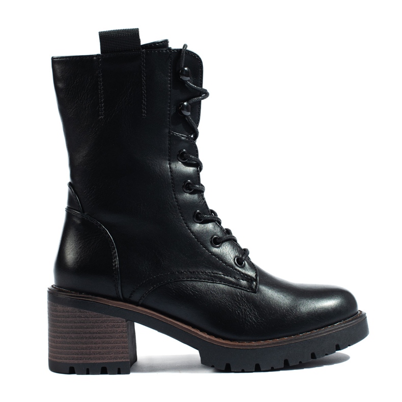 Shelovet high black lace-up ankle boots