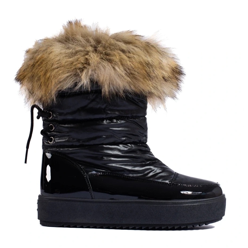 Shelovet women's black snow boots with fur