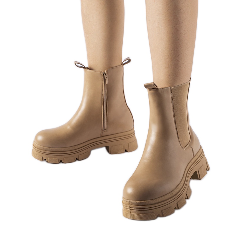Beige ankle boots on the Placido platform Beige ankle boots on the Placido platform