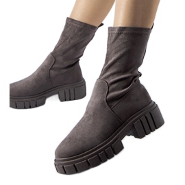 Gray Montefusco eco-suede slip-on ankle boots grey