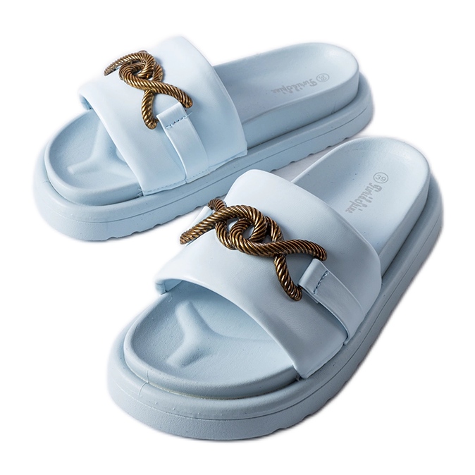 Frédérique blue platform flip-flops