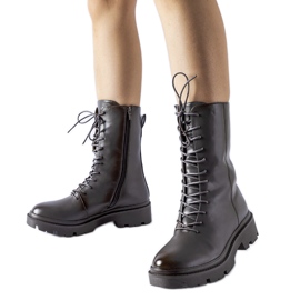 Gray Michel lace-up worker boots grey