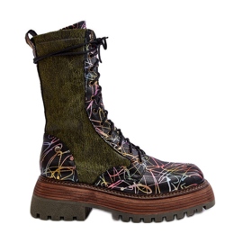 Women's Leather Worker Boots Maciejka 06203-09 Multicolor black