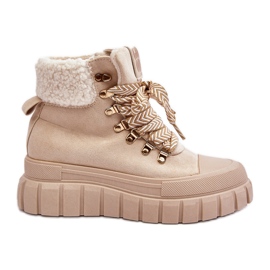 Insulated Trapper Boots On A Thick Sole, Light Beige Ralotta