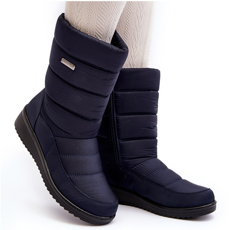 Insulated snow boots with wedges, navy blue Calena
