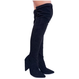 Lu Boo Suede Women's High Heel Boots Black Tamar