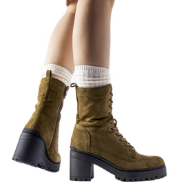 Green insulated boots with a low heel from Cotti Green insulated boots with a low heel from Cotti