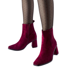 Burgundy ankle boots with a square toe from Pastina red