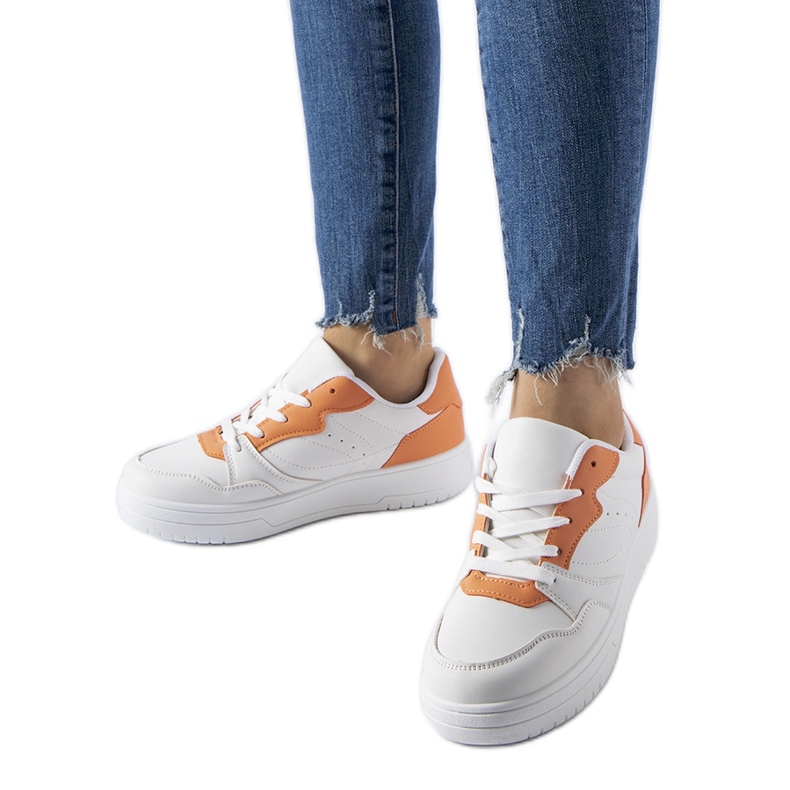 Fournie white shoes with orange accents