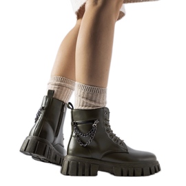 Dark green Spadafore ankle boots with a pocket
