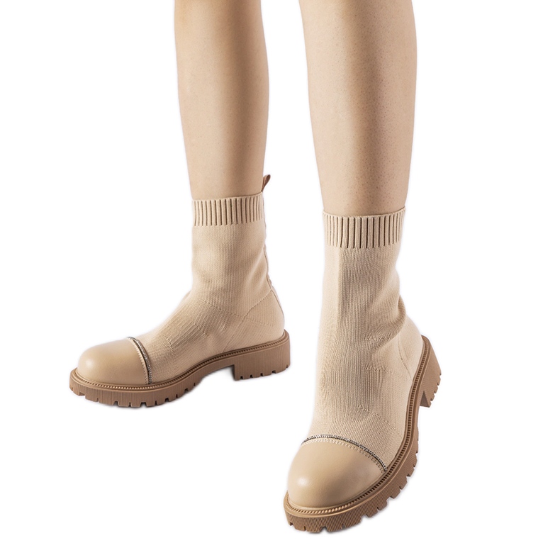 Brown sock ankle boots with rhinestones from Vail