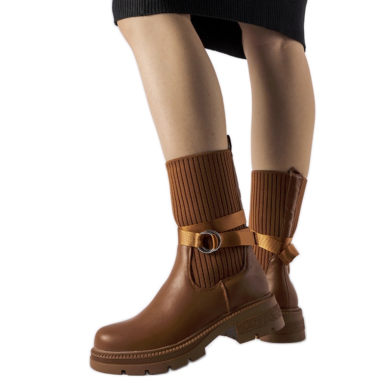 Brown insulated sock ankle boots from Picker