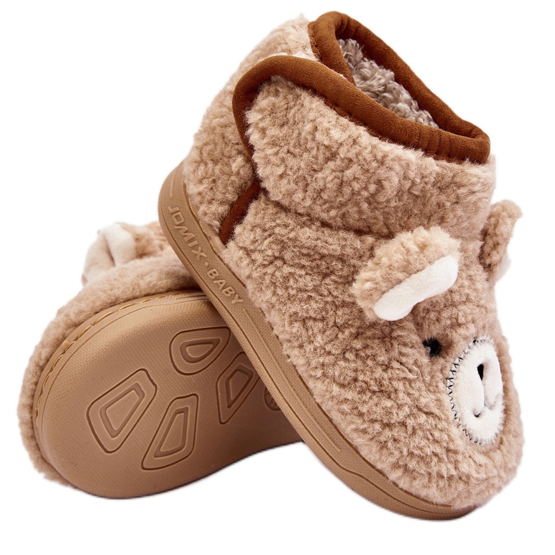 Children's Insulated Slippers With a Teddy Bear, Beige Eberra