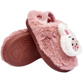 Children's Furry Bunny Slippers, Pink Dicera