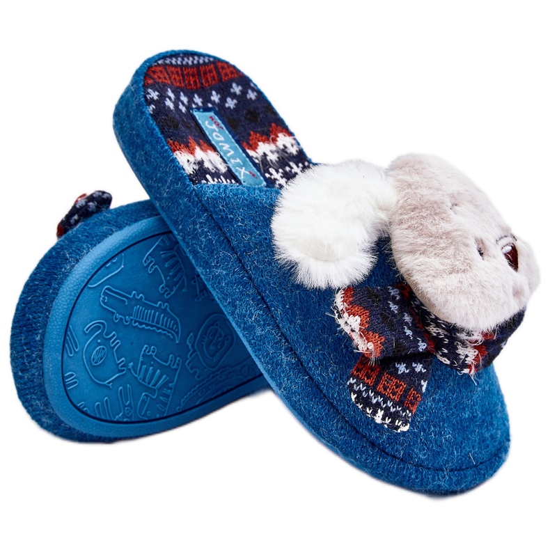 Children's slippers on a thick sole with a teddy bear, blue, Dasca