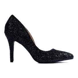 Shelovet women's glitter black high-heeled pumps Shelovet women's glitter black high-heeled pumps