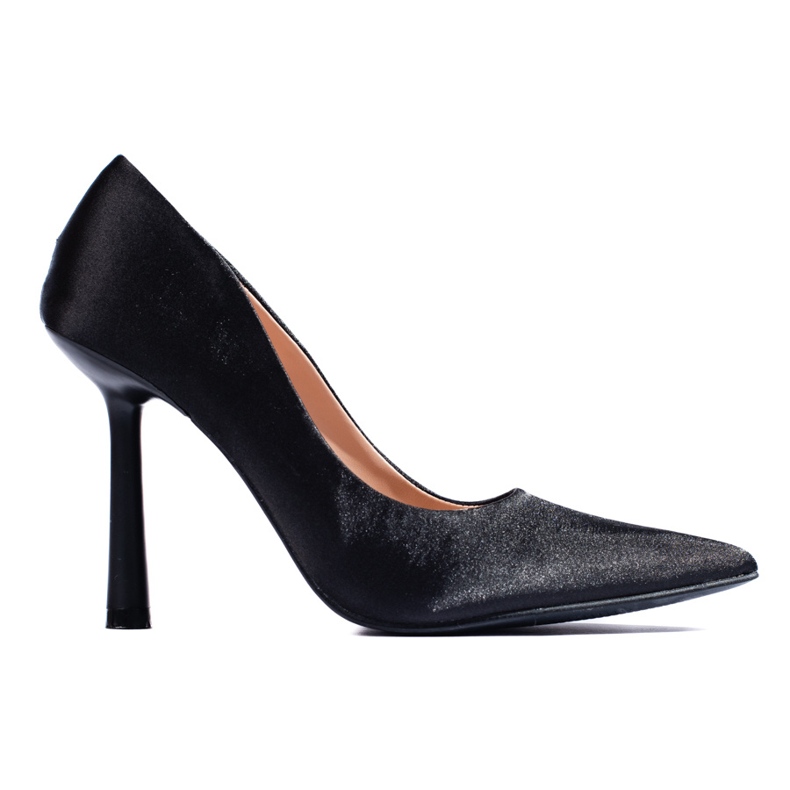 Satin black elegant Shelovet high-heeled pumps