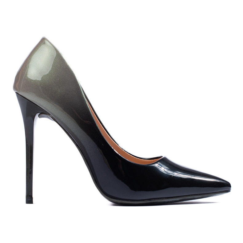 Black and gray Shelovet high-heeled pumps Black and gray Shelovet high-heeled pumps
