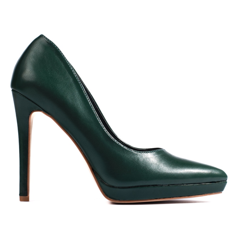 Dark green Shelovet high-heeled pumps violet