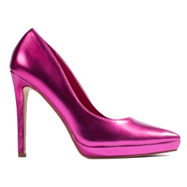 Shelovet fuchsia metallic high heel pumps purple