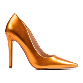 Shelovet orange metallic high heel pumps