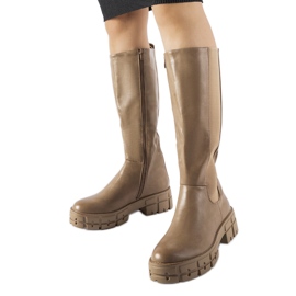 Brown insulated Ceredano flat boots beige Brown insulated Ceredano flat boots beige
