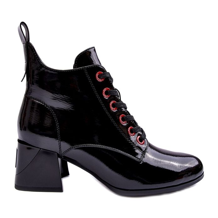 Low Patent Laced Ankle Boots S.Barski MR870-66 Black