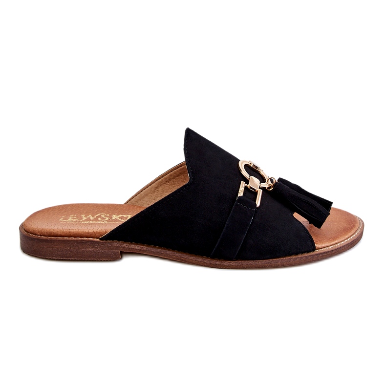 Lewski Shoes Women's Suede Slippers Leewski Shoes 3226 Black