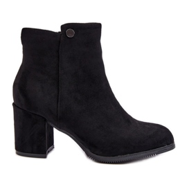 Suede Women's Ankle Boots on a High Heel Black Selela