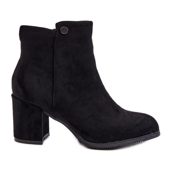 Suede Women's Ankle Boots on a High Heel Black Selela